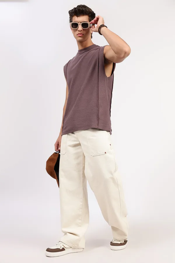 Mauve_Cotton_Sleeveless_Textured_T-Shirt_For_Men
