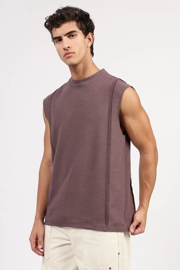 Mauve_Cotton_Sleeveless_Textured_T-Shirt_For_Men