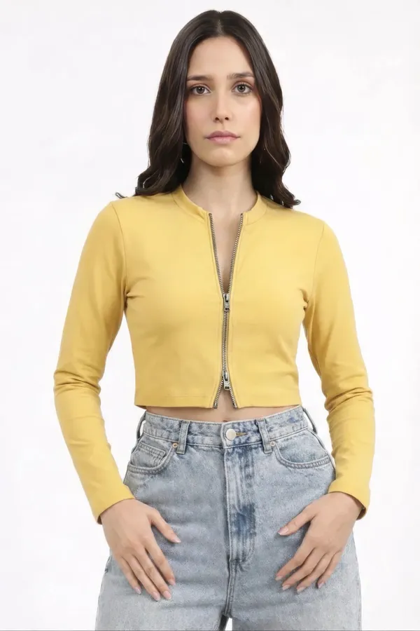 Yellow_Zipper_Crop_Top