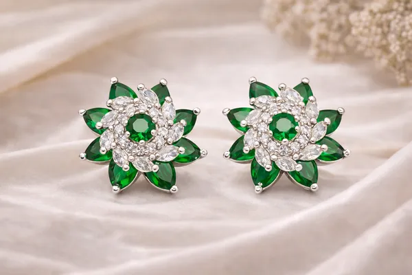 Silver_Brass_With_Kundan_Polki_Earrings_For_Women
