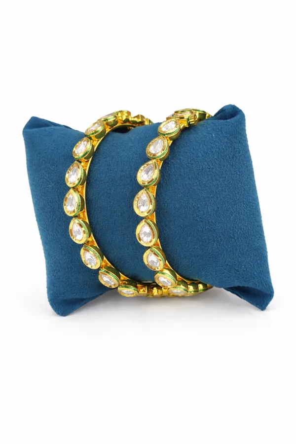 Silver_Brass_With_Kundan_Polki_Bangles_For_Women