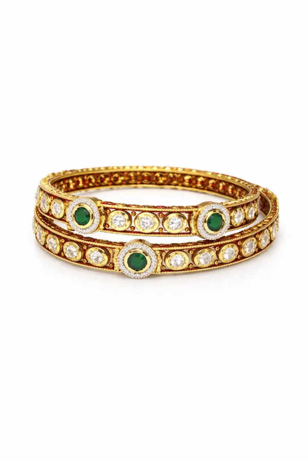 Silver_Brass_With_Kundan_Polki_Bangles_For_Women