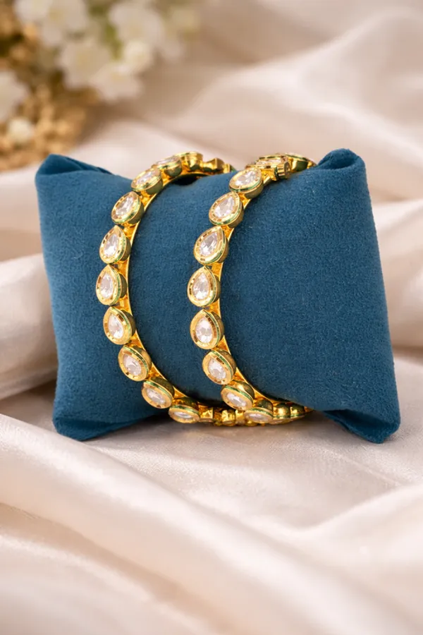 Silver_Brass_With_Kundan_Polki_Bangles_For_Women
