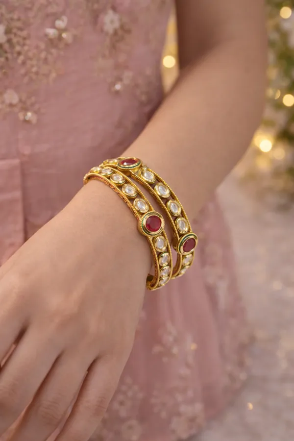 Silver_Brass_With_Kundan_Polki_Bangles_For_Women