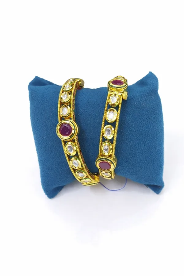 Silver_Brass_With_Kundan_Polki_Bangles_For_Women