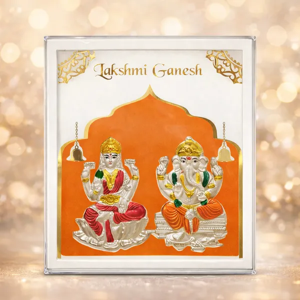 Silver_Lakshmi_Ganesh_Idol_Frame_with_Gold_Accents
