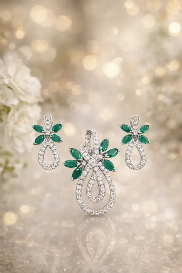 Silver_Premium_&_Fancy_Design_Pendant_Set_For_Women_And_Girls