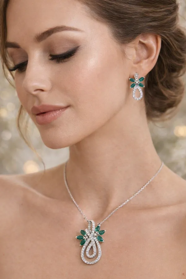Silver_Premium_&_Fancy_Design_Pendant_Set_For_Women_And_Girls