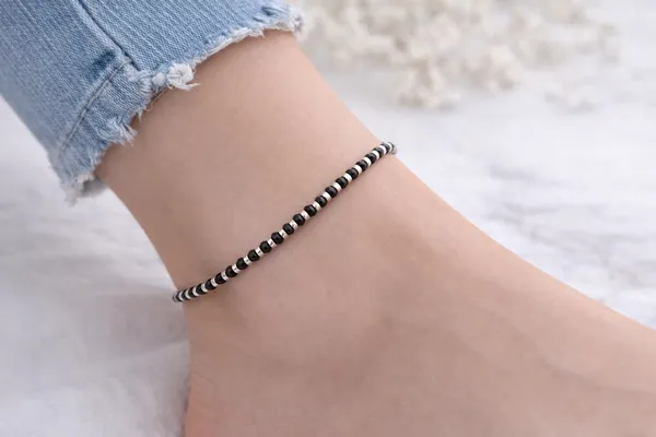 Silver_925_Black_Beads_Anklet_For_Women