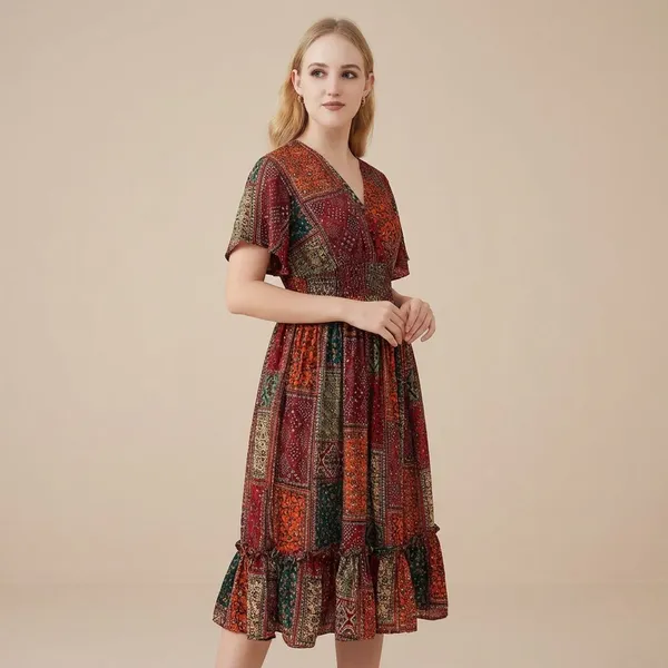 Multi_Rayon_Premium_Midi_Dress_For_Women