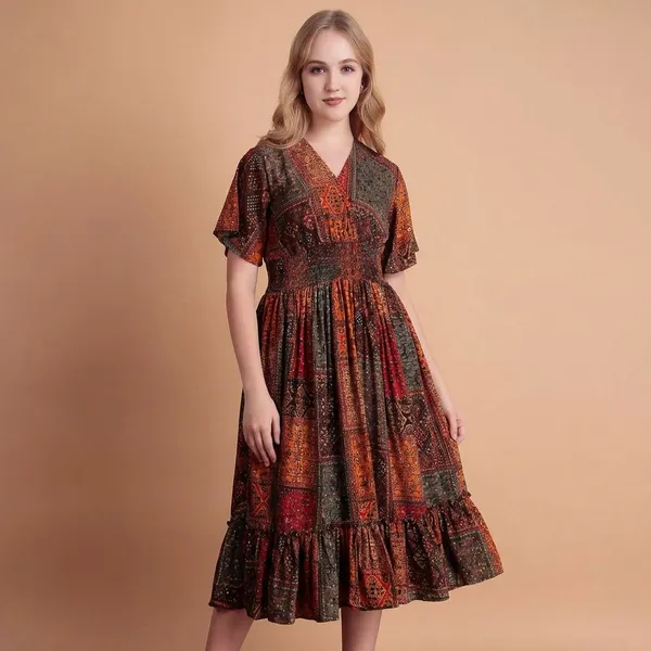 Multi_Rayon_Premium_Midi_Dress_For_Women