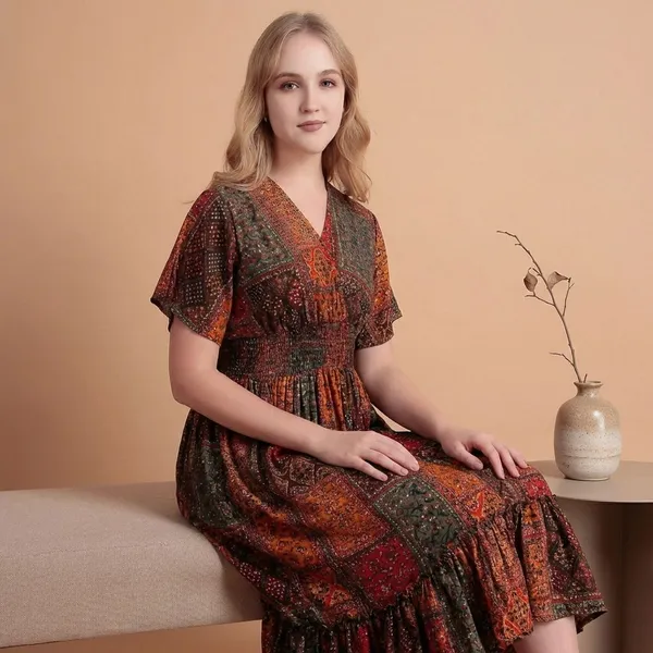 Multi_Rayon_Premium_Midi_Dress_For_Women