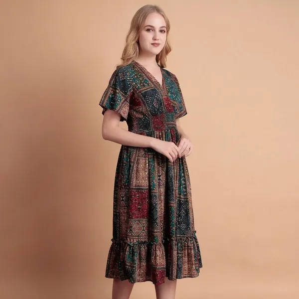 Multi_Rayon_Premium_Midi_Dress_For_Women