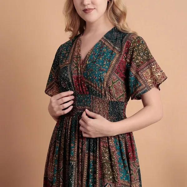 Multi_Rayon_Premium_Midi_Dress_For_Women