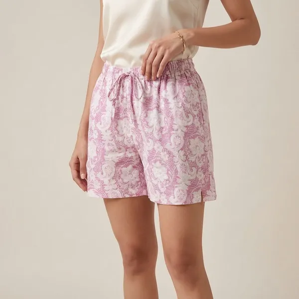 Pink_And_White_Rayon_Premium_Shorts_For_Women