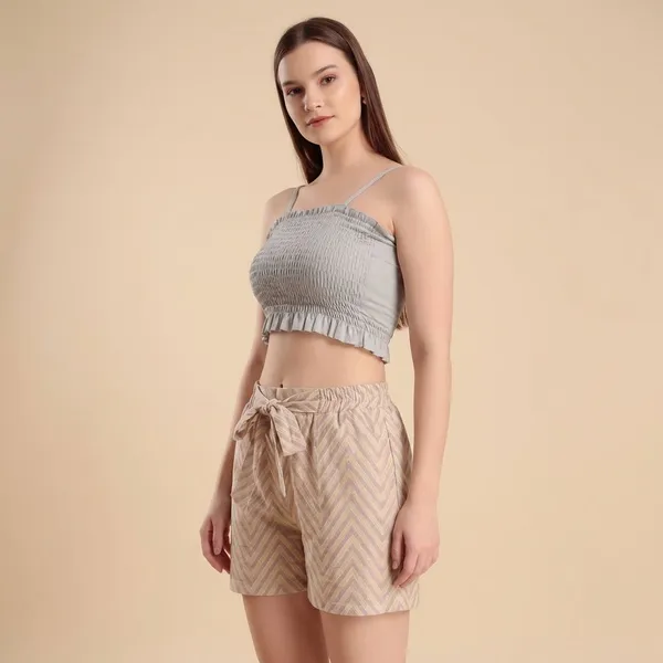 Cream_And_Peach_Cotton_Premium_Shorts_For_Women