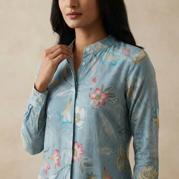 Aqua_Blue_Rayon_Premium_Shirt_For_Women