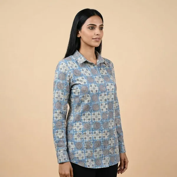 Ferozi_And_Cream_Rayon_Premium_Shirt_For_Women