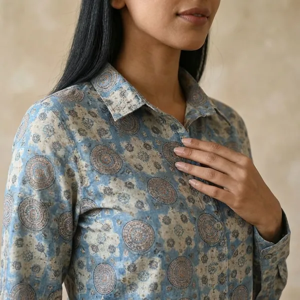 Ferozi_And_Cream_Rayon_Premium_Shirt_For_Women