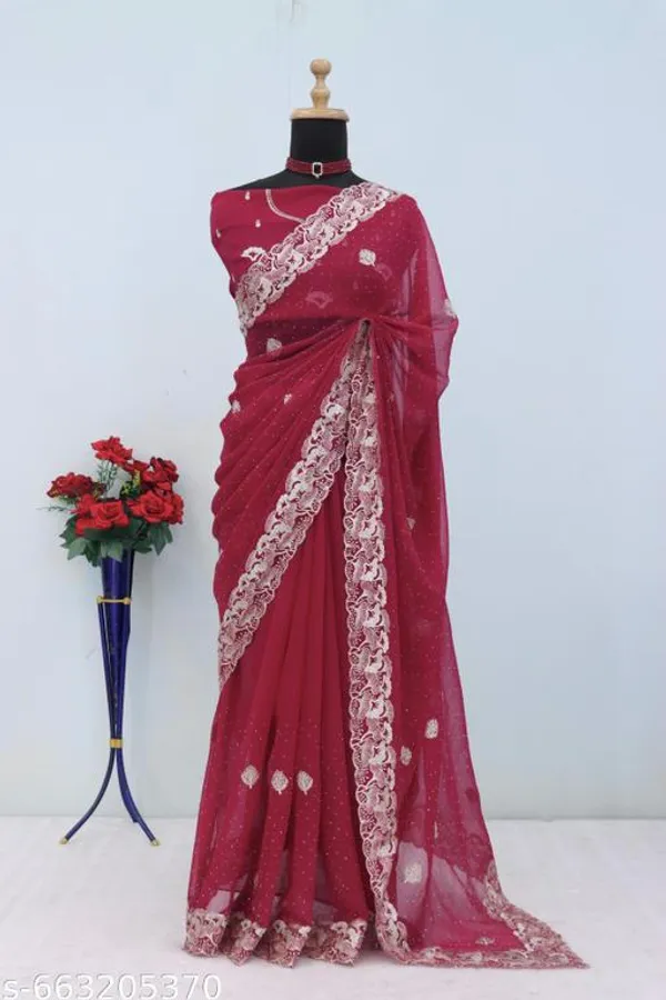 Pink_Embroidered_Party_Wear_Shimmer_Saree_With_Blouse_For_Women