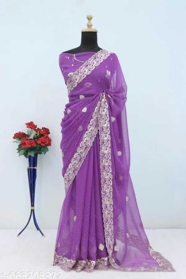 Purple_Embroidered_Party_Wear_Shimmer_Saree_With_Blouse_For_Women