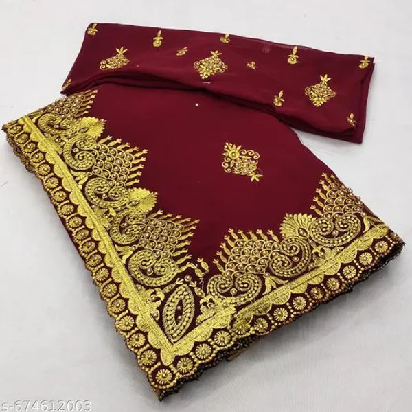 Maroon_Embroidered_Bollywood_Georgette_Saree_For_Women