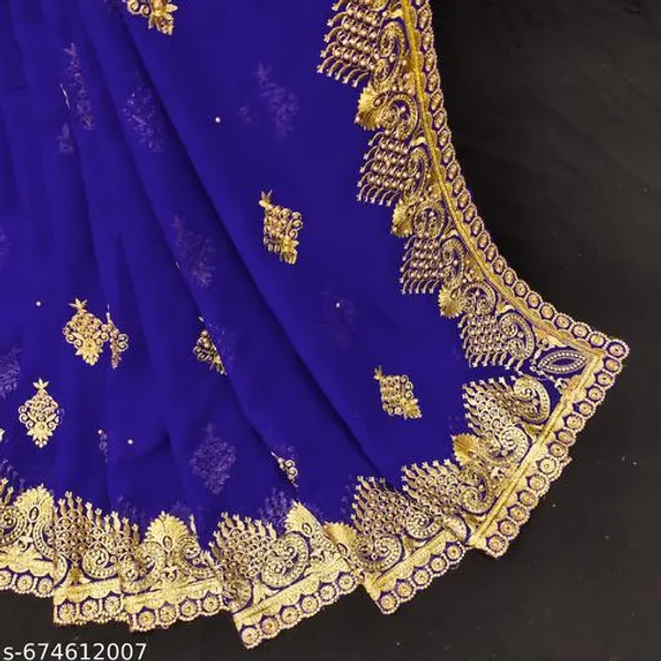 Royal_Blue_Embroidered_Bollywood_Georgette_Saree_For_Women