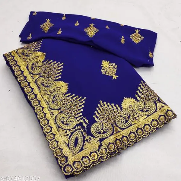 Royal_Blue_Embroidered_Bollywood_Georgette_Saree_For_Women