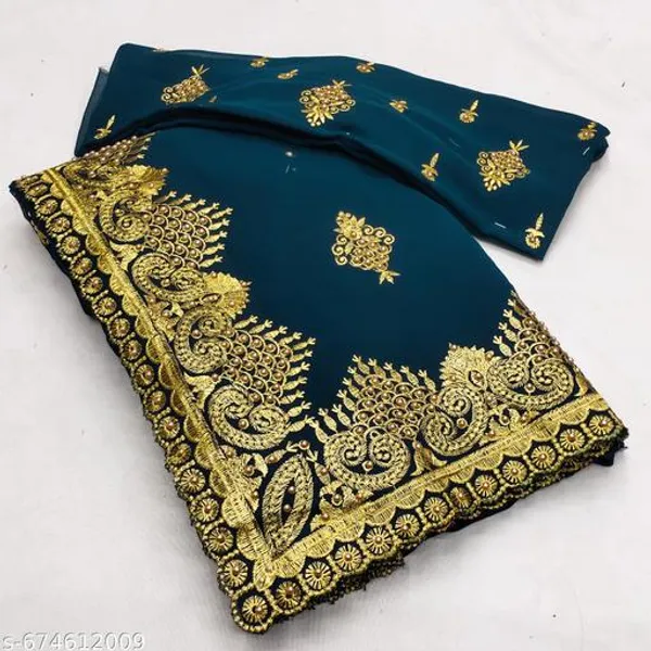Navy_Blue_Embroidered_Bollywood_Georgette_Saree_For_Women