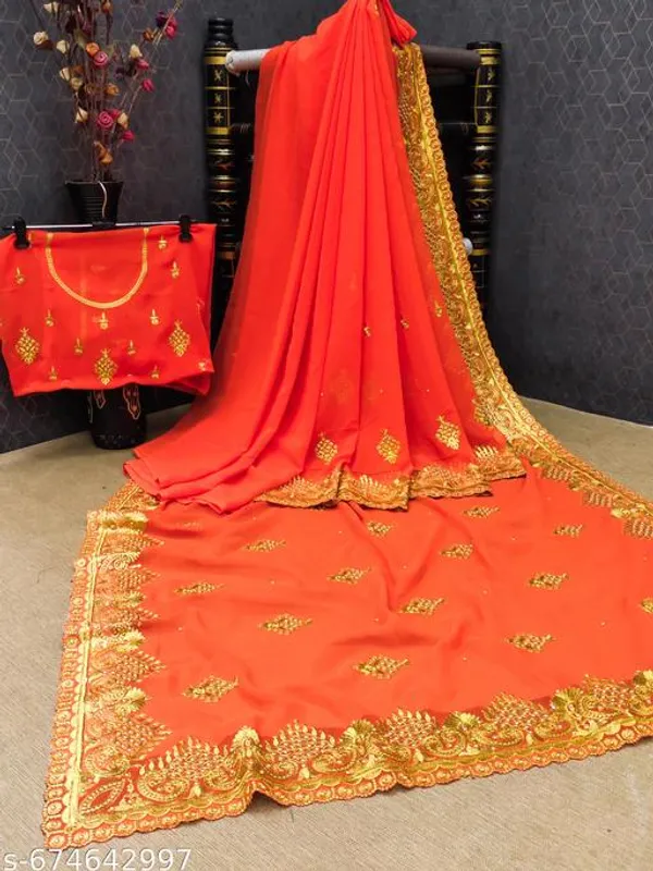 Orange_Embroidered_Bollywood_Georgette_Saree_For_Women