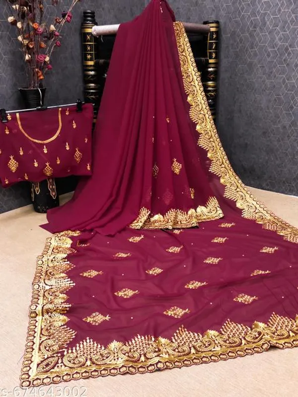Dark_Pink_Embroidered_Bollywood_Georgette_Saree_For_Women