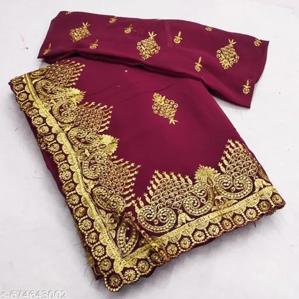 Dark_Pink_Embroidered_Bollywood_Georgette_Saree_For_Women