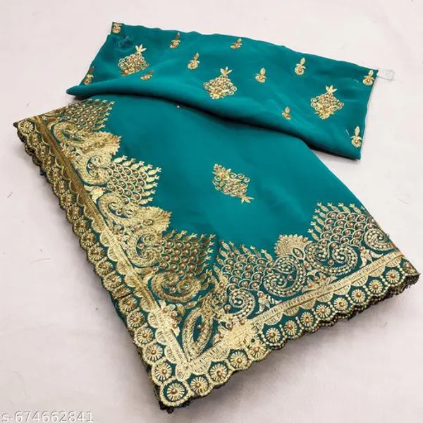 Teal_Embroidered_Bollywood_Georgette_Saree_For_Women