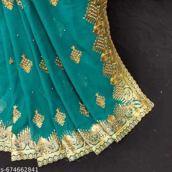 Teal_Embroidered_Bollywood_Georgette_Saree_For_Women