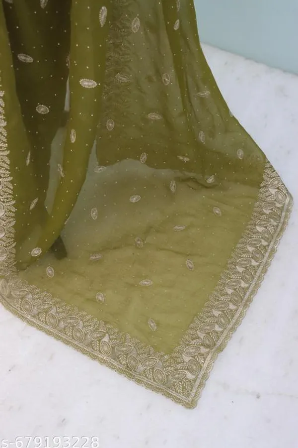 Mehendi_Embroidered_Party_Wear_Shimmer_Saree_With_Blouse_For_Women