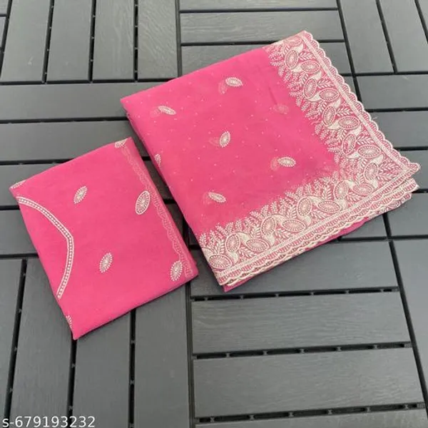 Pink_Embroidered_Party_Wear_Shimmer_Saree_With_Blouse_For_Women