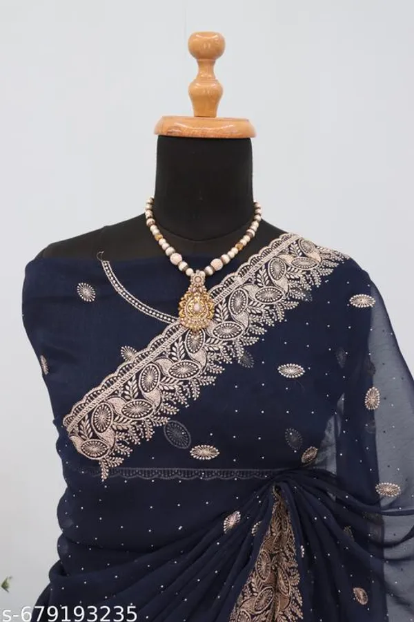 Blue_Embroidered_Party_Wear_Shimmer_Saree_With_Blouse_For_Women