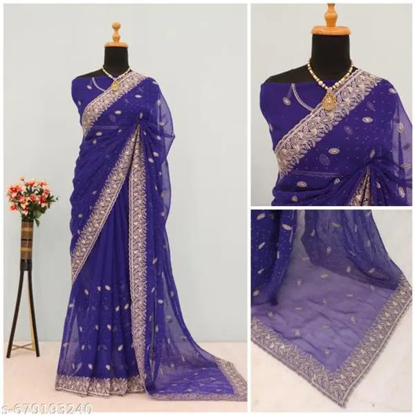 Royal_Blue_Embroidered_Party_Wear_Shimmer_Saree_With_Blouse_For_Women