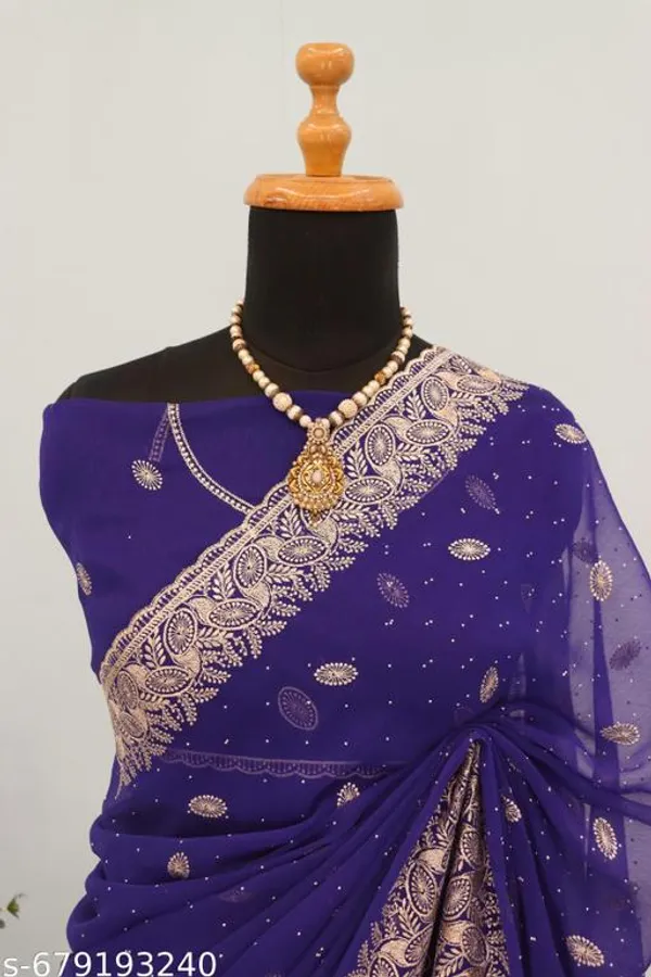 Royal_Blue_Embroidered_Party_Wear_Shimmer_Saree_With_Blouse_For_Women