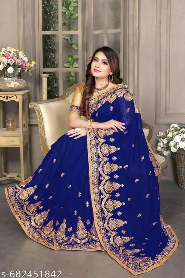 Royal_Blue_S_Embroidered_Fancy_Saree_For_Women
