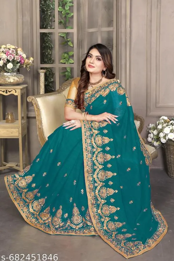 Teal_S_Embroidered_Fancy_Saree_For_Women
