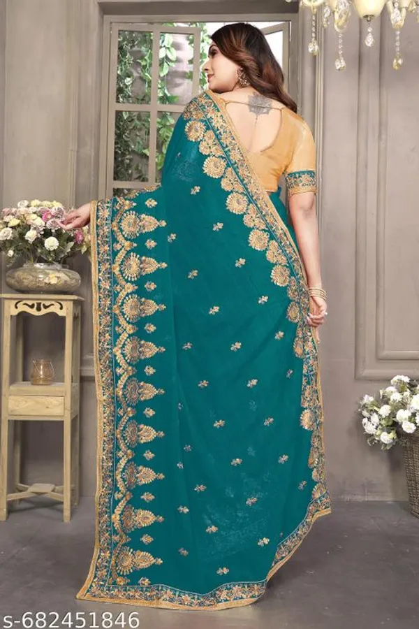 Teal_S_Embroidered_Fancy_Saree_For_Women