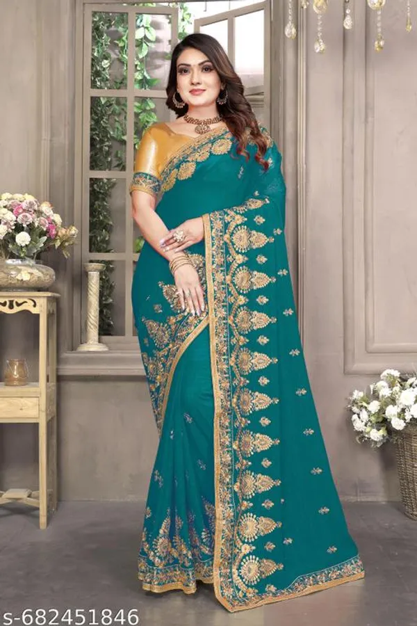 Teal_S_Embroidered_Fancy_Saree_For_Women