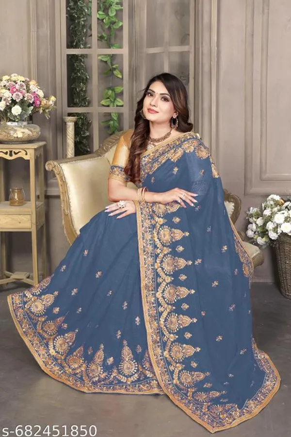 Grey_S_Embroidered_Fancy_Saree_For_Women