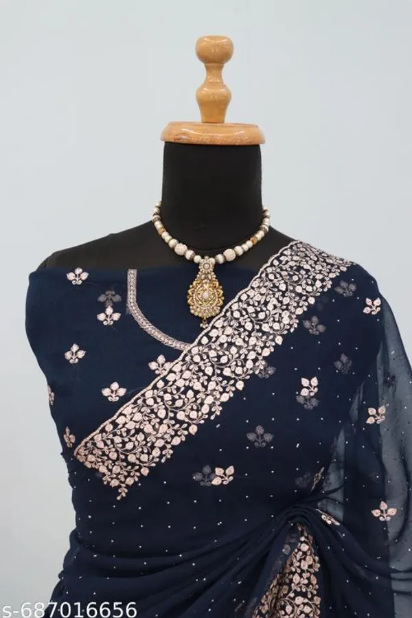Blue_Embroidered_Party_Wear_Shimmer_Saree_With_Blouse_For_Women