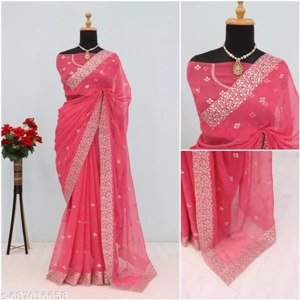 Pink_Embroidered_Party_Wear_Shimmer_Saree_With_Blouse_For_Women