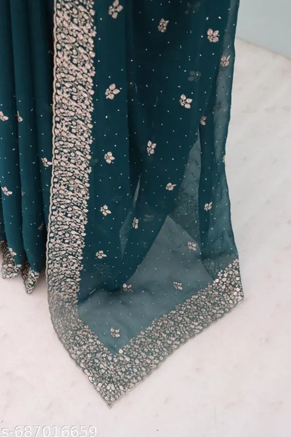 Green_Embroidered_Party_Wear_Shimmer_Saree_With_Blouse_For_Women