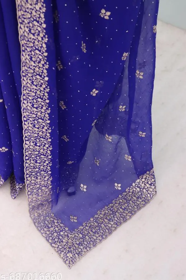 Blue_Embroidered_Party_Wear_Shimmer_Saree_With_Blouse_For_Women