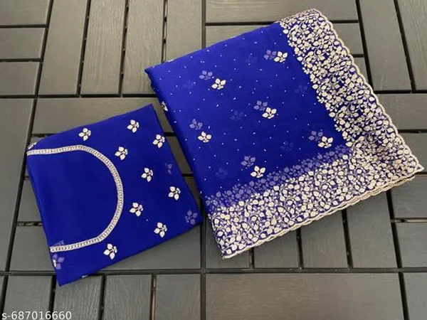 Blue_Embroidered_Party_Wear_Shimmer_Saree_With_Blouse_For_Women