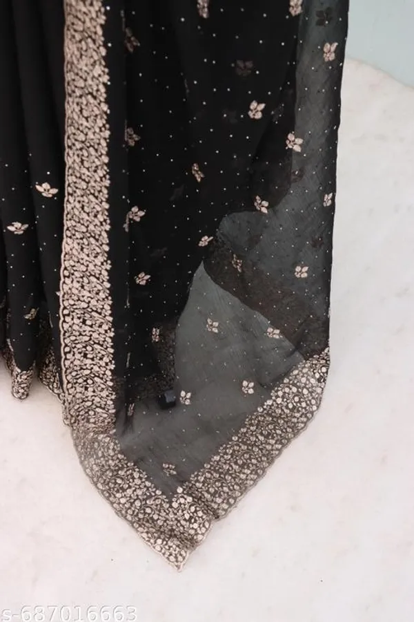 Black_Embroidered_Party_Wear_Shimmer_Saree_With_Blouse_For_Women